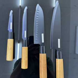 4-Piece Wooden Handle Chef Knife Set