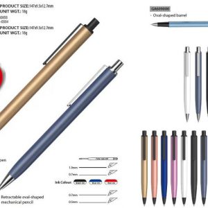 Oval-Shaped Metal Retractable Ball Pen