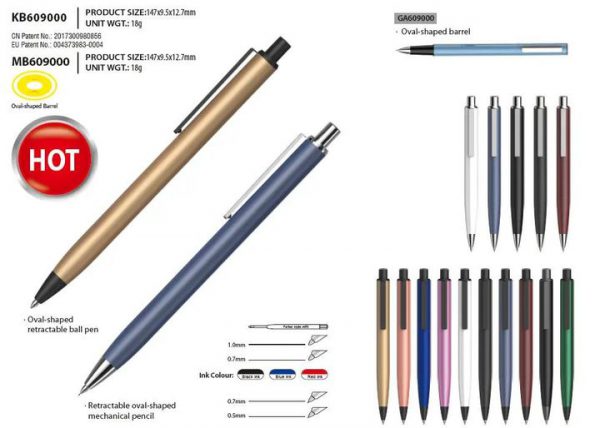 Oval-Shaped Metal Retractable Ball Pen