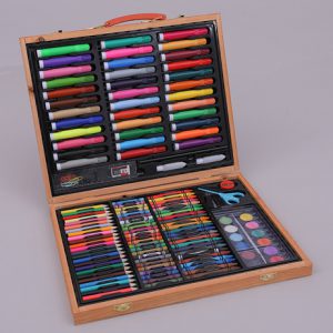 150-Piece Wooden Box Watercolor and Drawing Set