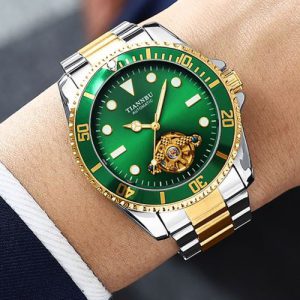 Authentic Goldstone Green Submariner Skeleton Automatic Watch