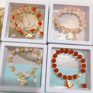 Trendy Boxed Crystal Glass Pendant Bracelets