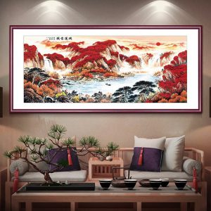 Feng Shui Prosperity Mountain Landscape Wall Hanging