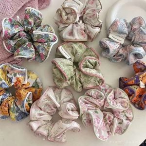 Floral Print English-Style Hair Scrunchies