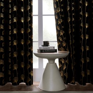 Gold Foil Ginkgo Leaf Blackout Curtains