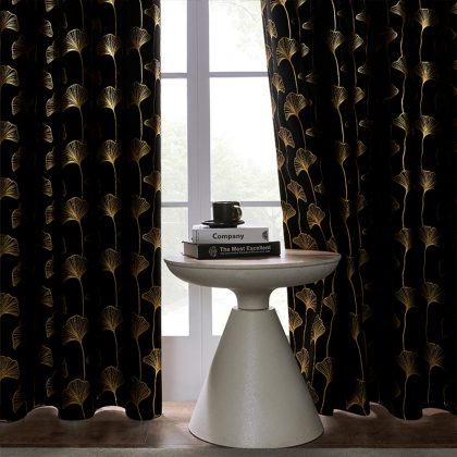 Custom High-Precision Gold Foil Ginkgo Leaf Blackout Curtains for Wholesale Export