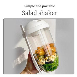 Simple White Salad Cup Set with Dressing Box and Fork